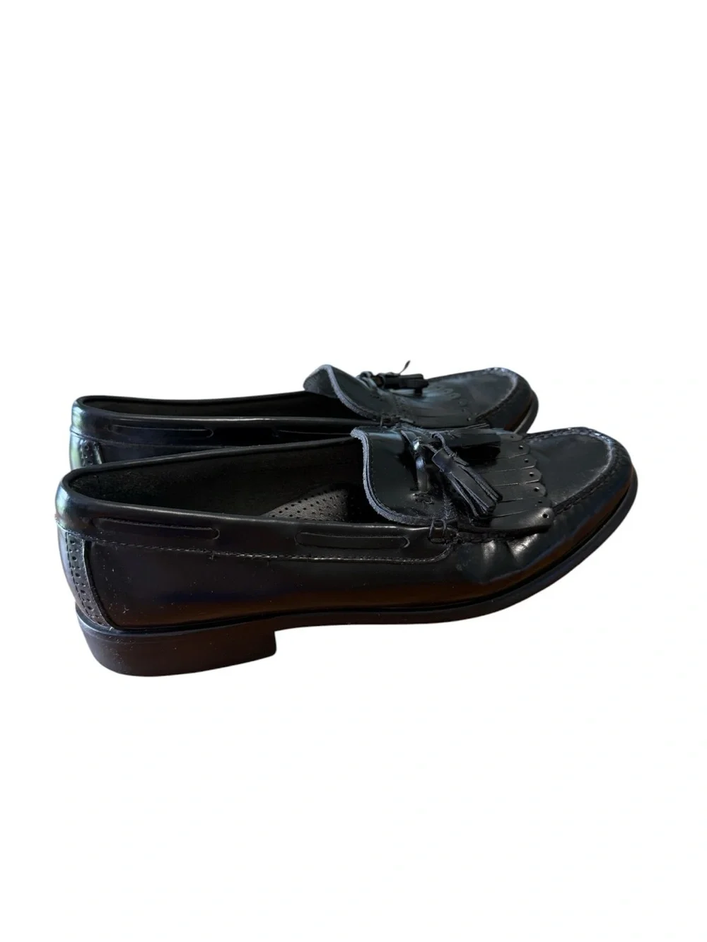 G.H. Bass Vintage Weejuns Tassel Kiltie Loafers Mens Size 9.5D Black Leather USA